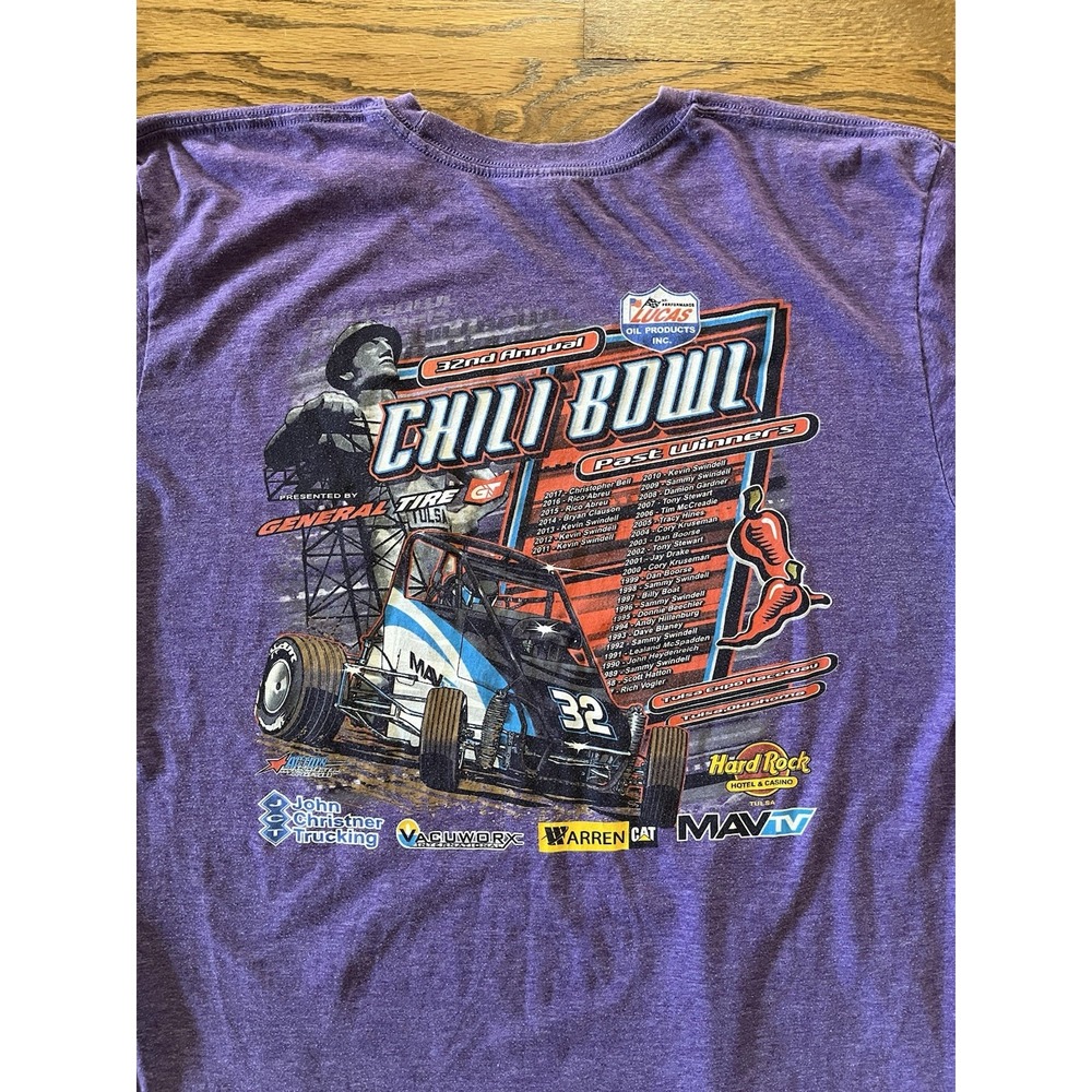 2018 Tulsa Chili Bowl Midget‎ Racing Purple T-Shirt - Two Sided - Men's Large
